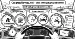 Czas pracy kierowcy 2026 – tabela limitów jazdy, pracy i odpoczynków