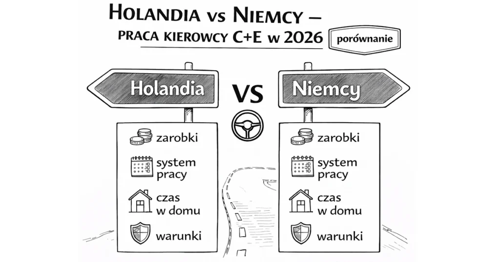 Holandia vs Niemcy – praca kierowcy C+E w 2026. Zarobki, system pracy i warunki