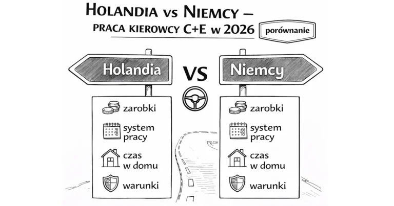 Holandia vs Niemcy – praca kierowcy C+E w 2026. Zarobki, system pracy i warunki