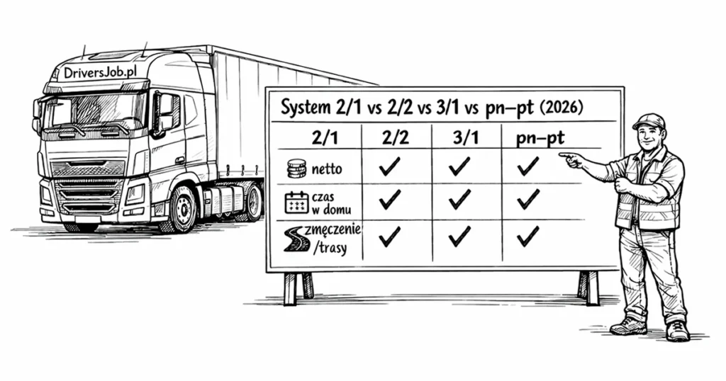 System 2/1 vs 2/2 vs 3/1 vs pn–pt – który system pracy kierowcy C+E najbardziej się opłaca w 2026?