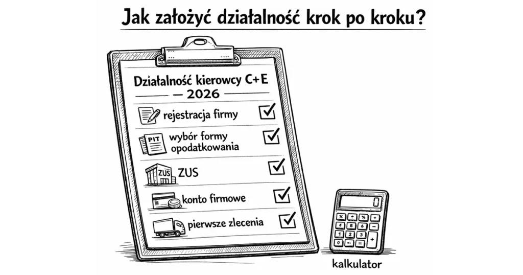 Jak założyć działalność jako kierowca C+E? Poradnik krok po kroku 2026 + kalkulator