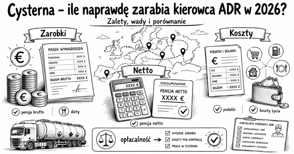 Cysterna – ile naprawdę zarabia kierowca ADR w 2026?