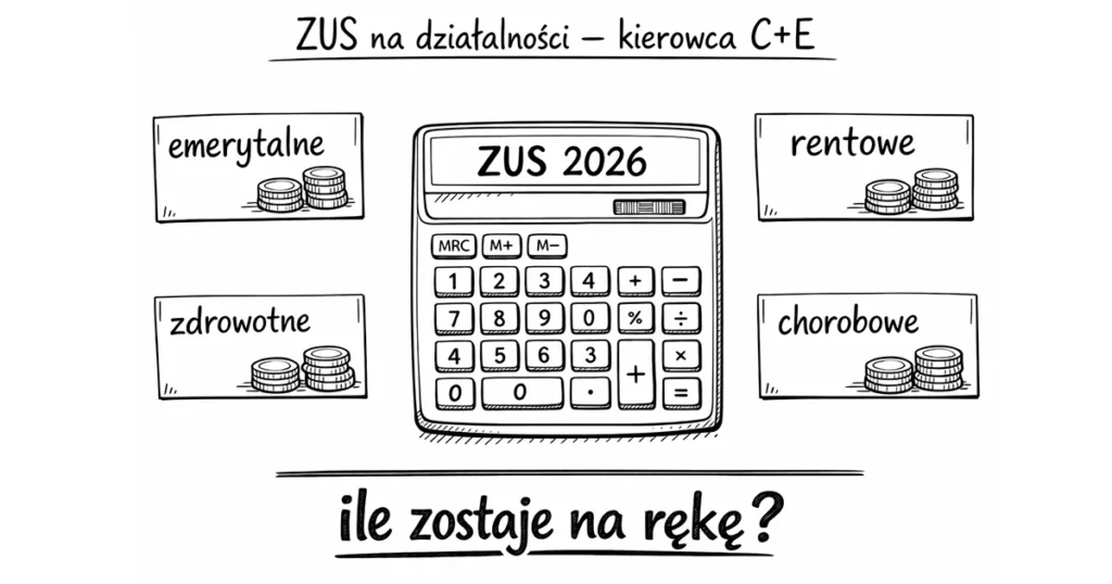 Ile wynosi ZUS na działalności dla kierowcy C+E w 2026 + kalkulator?