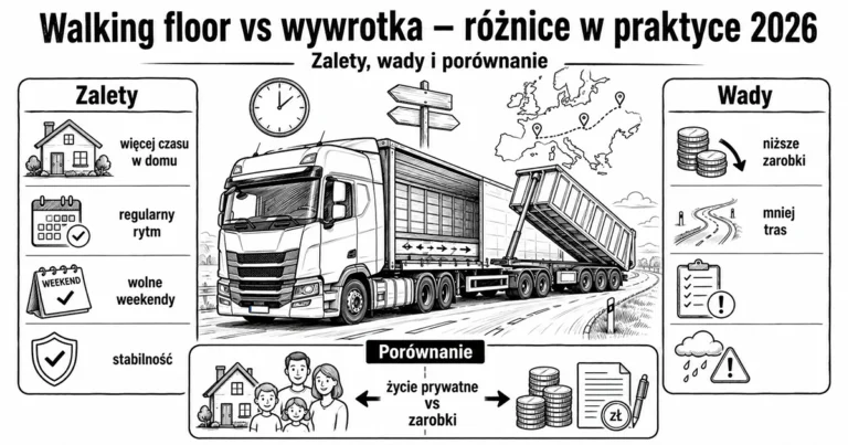 Walking floor vs wywrotka – różnice w praktyce 2026