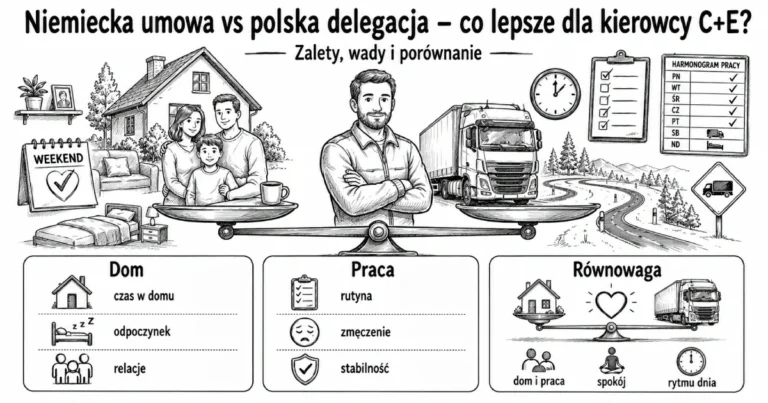 Niemiecka umowa vs polska delegacja – co lepsze dla kierowcy C+E?