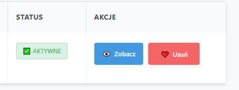 Przycisk Usuń przy zapisanej ofercie